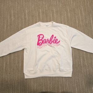 Gap Barbie White Sweatshirt with Pink Logo, Size L